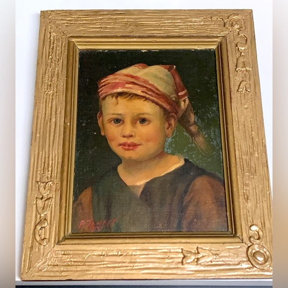 1937 Vintage Paul Janert Artist Signed Framed Oil Painting of Young Boy - Picture 10 of 16